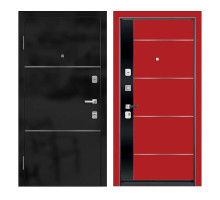 Входная дверь Ле-гран black matte / red gloss