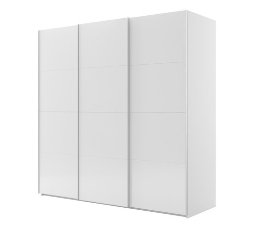 Шкаф-купе 3-дверный Comet 300х240 см белый снег, фасады белое стекло