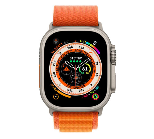 Apple Watch UltraTitanium Case with Orange Alpine Loop
