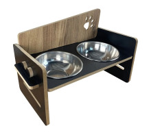 Kami Concept двойная миска для кошек и собак на деревянной подставке