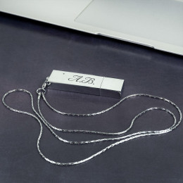 Металлическая флешка "Серебро" с гравировкой