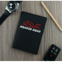 Обложка для автодокументов "Спортбайк" черная