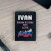 Обложка для паспорта Премиум именная "From Russia" чёрная