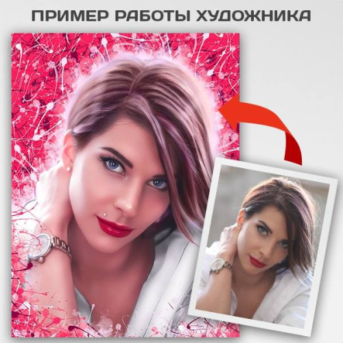 Женский портрет по фото в стиле Дрим-арт в раме