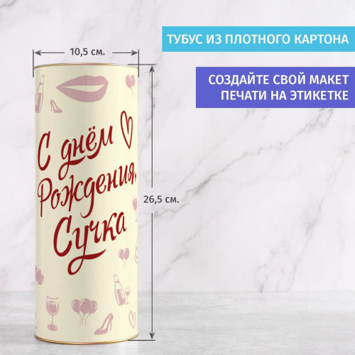 Бокал для вина в тубусе "С днём Рождения, Сучка"